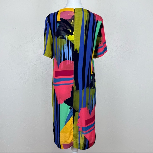Nicole Miller Collection Silk Blend Abstract Multicolor T-Shirt Shift Dress 6 - Picture 4 of 13
